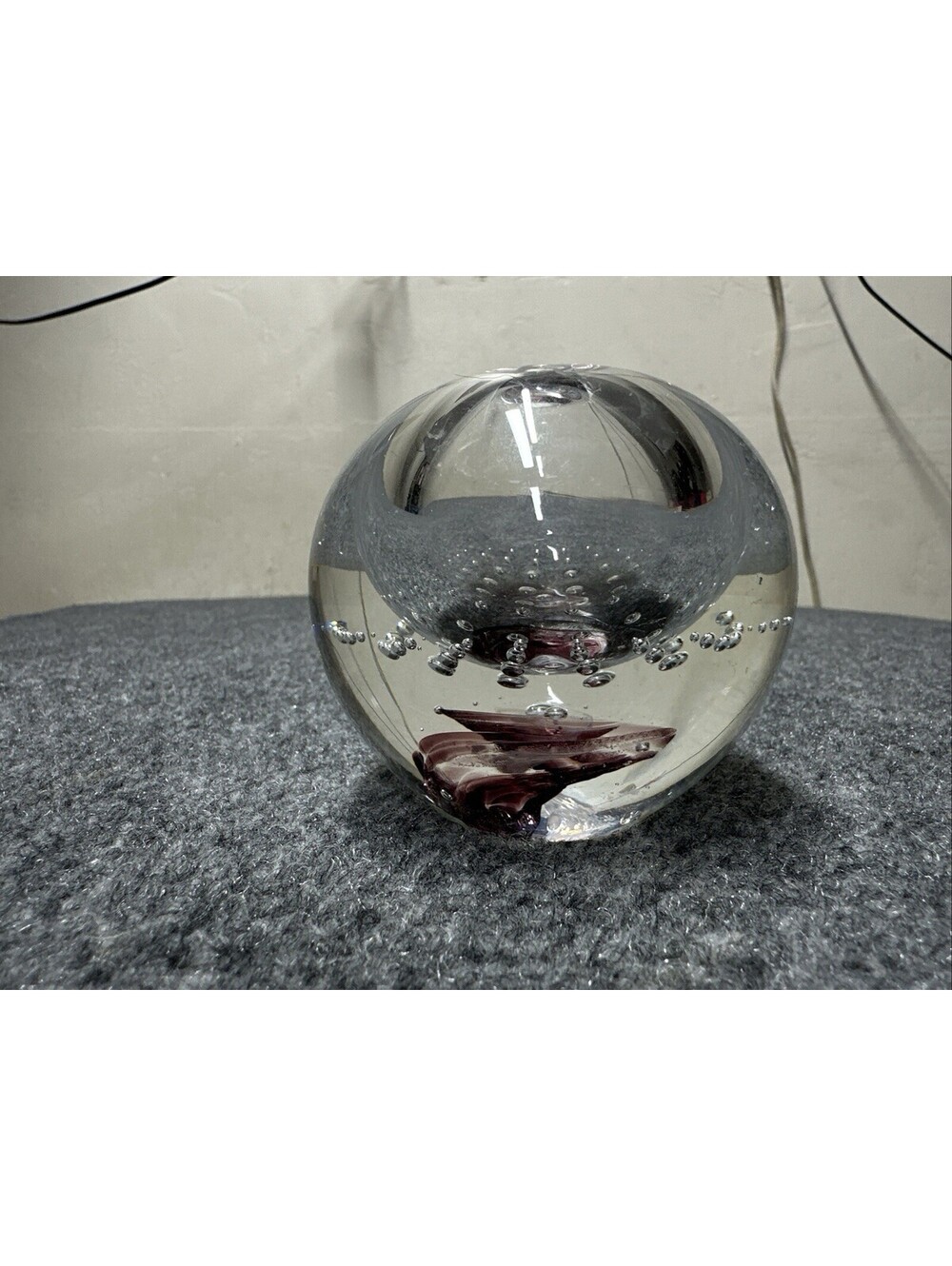 A Nice Glass Round Shaped Paperweight with Bubbles Approx. 2" H x 2 1/4" W